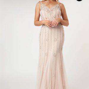 LACE & BEADS KEEVA NUDE BLUSH BRIDESMAID DRESS